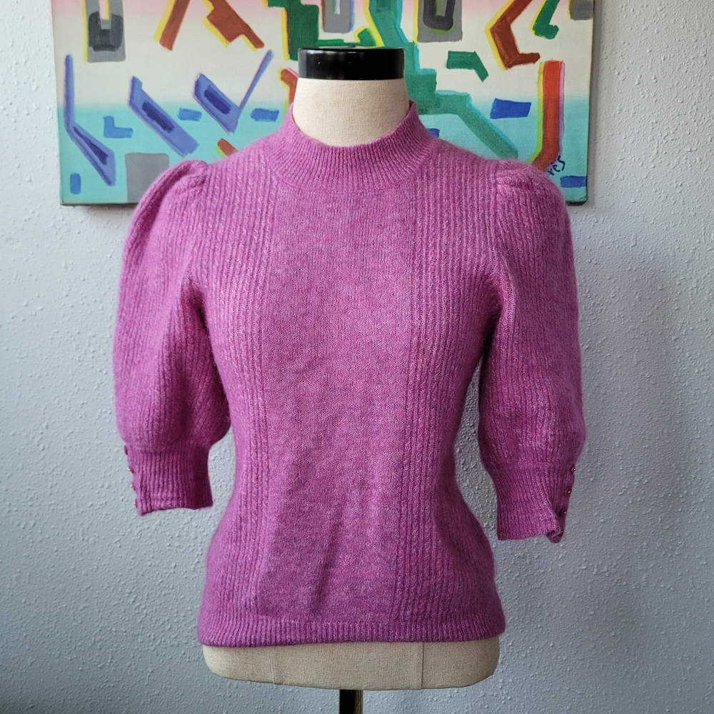 Sezane Rosalie Raspberry Mohair Sweater Size Small